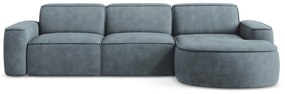 Szaroniebieski narożnik z tkaniny szenilowej (prawostronny/z szezlongiem) Omao – Makamii