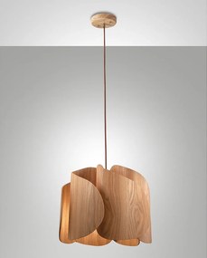 Lampa wisząca Pevero z jesionu i metalu, nowoczesny design, oprawka E27, idealna do oświetlenia wnętrz, średnica 420 mm