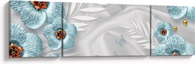 Obraz - 3D niebieskie kwiaty (170x50 cm)