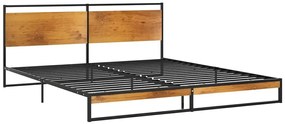 Czarne metalowe łóżko małżeńskie 160x200 cm - Zana
