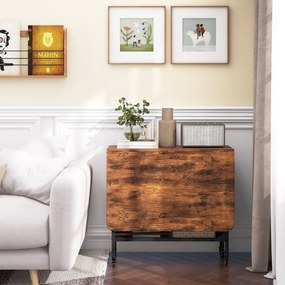 HOMCOM Składany Stół, Mobilny Stół dla 6 Osób z Półką, do 50 kg, 130 x 80 x 74 cm, Rustykalny Brąz