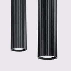 Lampa wisząca KARBON 2 czarna ryflowana SOLLUX  LIGHTING
