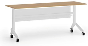 Mobilny stół PRIMO MOVE, 180x60 cm, biała podstawa, buk