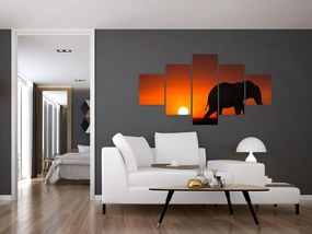 Obraz słonia o zachodzie słońca (125x70 cm)
