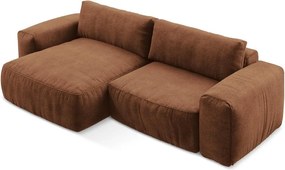 Rozkładany narożnik z tkaniny szenilowej (lewostronny/z szezlongiem) w kolorze terakoty Kuki – Makamii