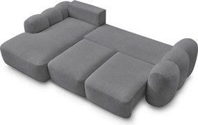 Szary rozkładany/ze schowkiem narożnik z materiału bouclé (lewostronny/z szezlongiem) Montaigne – Bobochic Paris