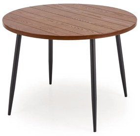 Stół okrągły z MDF-u kolor orzech, czarne nogi średnica 105/75 cm BARRY