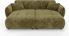 Zielona sofa z tkaniny szenilowej z szezlongiem 252 cm Nelia Big – Ropez