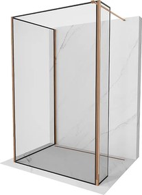 Mexen Kioto ścianka prysznicowa Walk-in 100 x 100 x 40 cm, czarna ramka, różowe złoto - 800-100-100-221-60-70-040