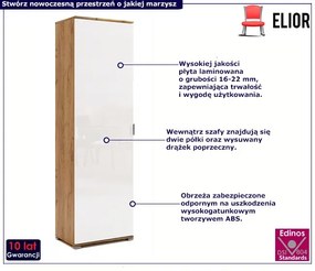 Nowoczesna szafa z drążkiem poprzecznym - Zenta 10X