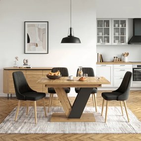 Stół Prostokątny Rozkładany CLARK 120-160 cm Dąb Artisan/Czarny Nowoczesny