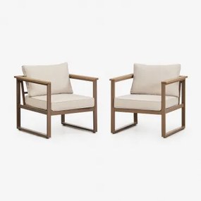Zestaw 2 Foteli Lipov Z Aluminium I Drewna Akacjowego Moka Brown - Sklum