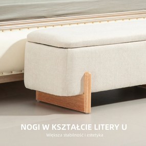 HOMCOM Taboret z Miejscem do Przechowywania, Ławka z Wyściółką z Pianki, Imitacja Lnu, 111 x 44 x 44,5 cm, Kremowy | Aosom PL