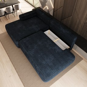 Masseno Narożnik AVINI z funkcją spania i pojemnikiem na pościel Narozniki L, Rozkładana sofa - Czarny, TILIA 100