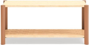 Ceglasty/w jasnym naturalnym kolorze regał w dekorze dębu 126x59x43 cm Bona – Teulat