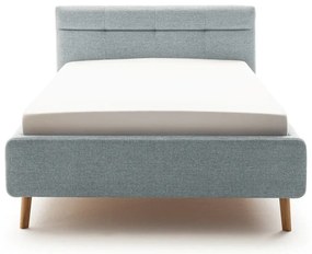Szaroniebieskie tapicerowane łóżko dwuosobowe ze schowkiem i stelażem 140x200 cm Lotte – Meise Möbel