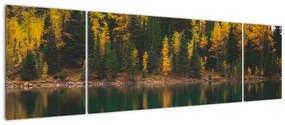 Obraz leśnego jeziora (170x50 cm)