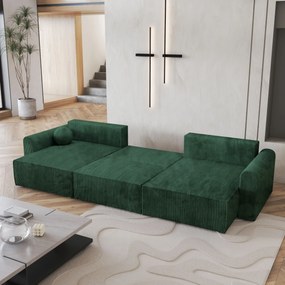 Masseno Narożnik FENTO z funkcją spania i pojemnikiem na pościel Narozniki U, Rozkładana sofa - Butelkowa zieleń, POSO 14