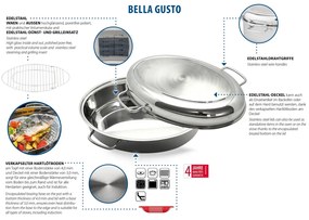 Elo 99938 Naczynie do zapiekania z pokrywką i rusztem Bella Gusto 38 x 27,5 cm