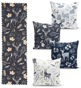 Zestaw 4 świątecznych poszewek na poduszki i bieżnika Minimalist Cushion Covers Christmas Forest