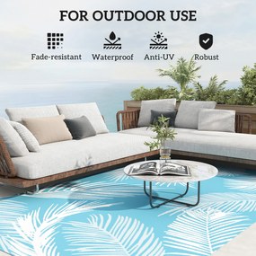 Outsunny Dywan Ogrodowy Odwracalny Wytrzymały Odporny na Warunki Atmosferyczne z Torbą Transportową i Mocowaniami 274 x 182 cm Jasnoniebieski + Biały | Aosom PL