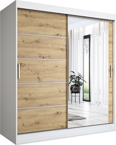 Szafa przesuwna 180 cm biel + dąb artisan A9-H17