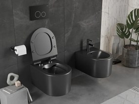Mexen Sofia miska wc Rimless z deską wolnoopadającą slim, duroplast, czarna mat - 30540185