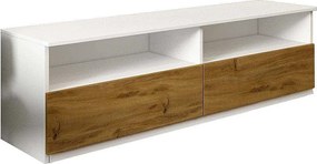 Stojak pod telewizor – 144 cm x 49,8 cm x 45 cm – biały i naturalny – płyta MDF
