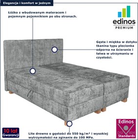 Popielate łóżko dwuosobowe z zagłówkiem 160x200 S1-F77