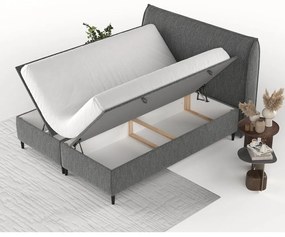 Szare tapicerowane łóżko dwuosobowe ze schowkiem 160x200 cm Draco – Maison de Rêve