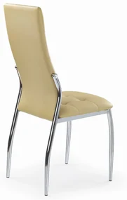 K209 krzesło beżowy, eco skóra, chrom, nowoczesne, tapicerowane