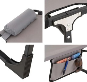 Składana leżanka, szara, poliester, wymiary: 182 x 60 x 30cm