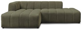 Zielony narożnik z materiału bouclé (lewostronny/z szezlongiem) Annecy – Bobochic Paris