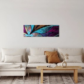 Obraz - Abstrakcja, kwiat (z zegarem) (90x30 cm)