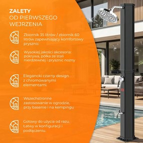 Prysznic solarny z pokrywą HAVANA, 35 l, czarny Casaria