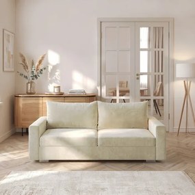 Sofa z Funkcją Spania DRAVOS Kremowa Japandi