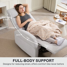 HOMCOM Regulowany fotel relaksacyjny z podnóżkiem, Nowoczesny fotel tapicerowany, Jasnoszary