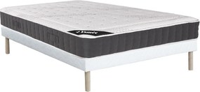 Zestaw stelaż + materac hybrydowy 160 x 200 cm ze sprężynami kieszeniowymi i pamięcią kształtu grub. 27 cm - ATLANTIDE marki YSMÉE