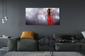 Zdjęcie na płótnie Kobieta w Czerwonej Sukni