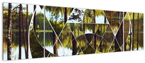 Obraz - Geometryczny kolaż na tle nordyckich lasów (170x50 cm)