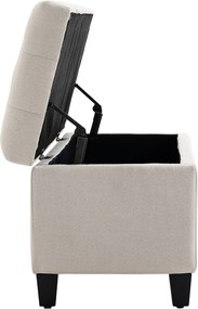 HOMCOM Ławka tapicerowana ławka ze schowkiem poliester imitacja lnu drewno kolor kremowy