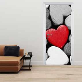 Fototapeta na drzwi - Drewniane serca (95x205cm)
