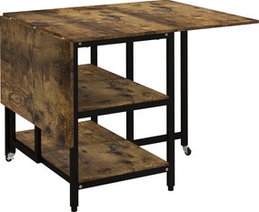 HOMCOM Stół składany do jadalni z kółkami i regulacją nóżek styl industrialny 140x80x75 cm brązowy czarny | Aosom PL