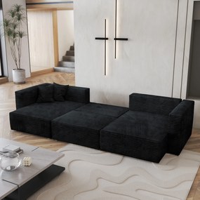 Masseno Narożnik SARMO z funkcją spania i pojemnikiem na pościel Narozniki U, Rozkładana sofa - Czarny, TILIA 100
