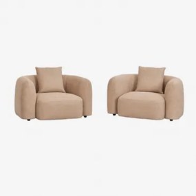 Zestaw 2 Foteli Z Tkaniny Chenille Coco Gruba Tkanina Szenilowa Latte Brown - Sklum