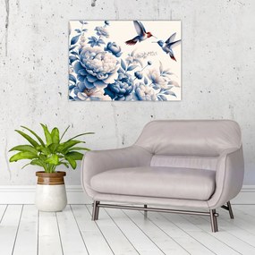 Obraz - Kolibry nad kwiatem (70x50 cm)