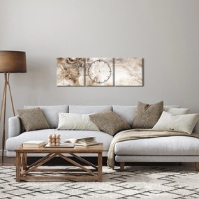 Obraz - Marmur (z zegarem) (90x30 cm)