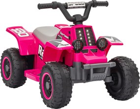 AIYAPLAY Elektryczny Quad dla Dzieci, zasilany na baterię, jazda do przodu i do tyłu, światła LED, 18-36 miesięcy, Różowy