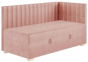 Różowe narożne łóżko dziecięce ze schowkiem i materacem 90x200 cm Snugi – Ghado