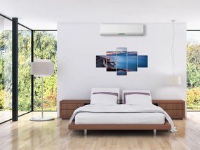 Obraz plaży o zachodzie słońca (125x70 cm)